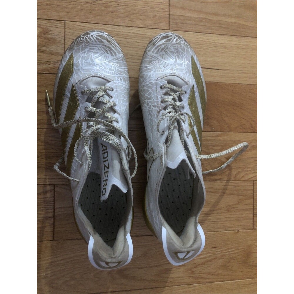 Mens Size 10 Adidas Adizero Electric II Exotic Speed Football Cleats White Gold